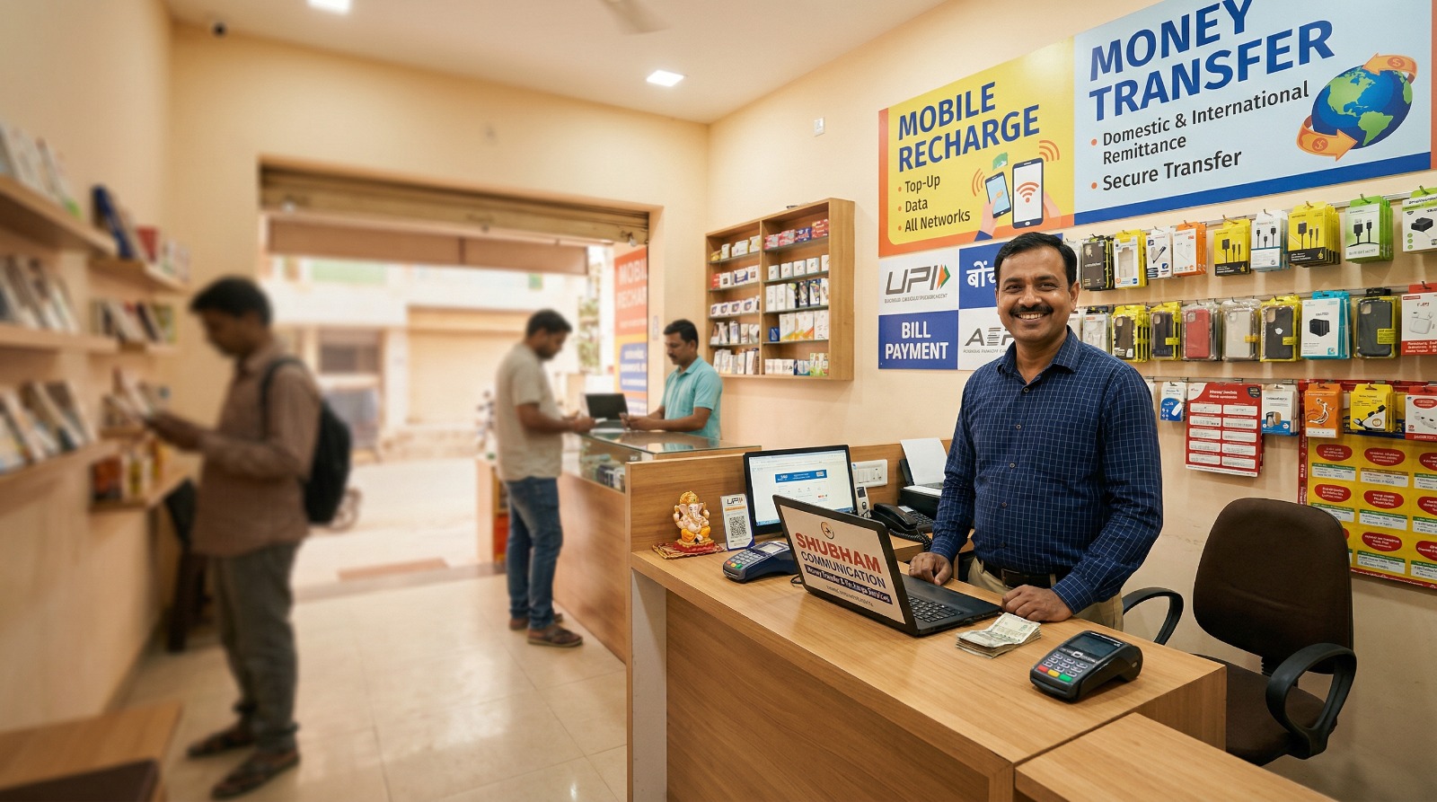 Happy retailer with successful business